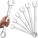 6-Piece All-Purpose Combination Wrench Set, Metric & Standard 23mm, 24mm, 26mm, 27mm, 30mm, 32mm, Heat Treated CR-V, 12-Point Box End Big Wrench Set, Master Long Mechanic Tool Set with Rolling Pouch