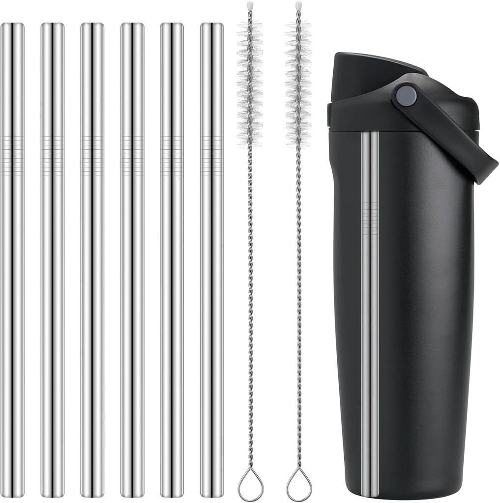 Mity rain 8PCS Metal Straw for Owala FreeSip Sway 30oz Water Bottle -Stainless Steel Straws for Owala Water Bottle (Stainless Steel)