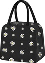Reusable Insulated Lunch Bag for Women/Men/Adult Portable Thermal Lunch Box Lunch Tote, Small Lunch Bag with Daisy Pattern, Cooler Bag for Work & Any Occasion