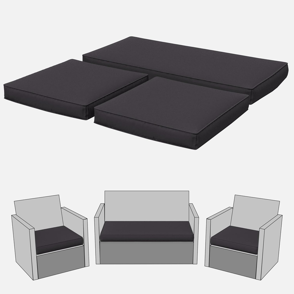 3 Pack Outdoor Cushion Covers, Patio Cushion Covers Replacement for Outdoor Furniture Fit for 4 Pieces 4-Seater Wicker Rattan Patio Set Chair Couch,36x18x2,18x18x2(Only Cover)