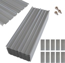 NeatiEase 10 Pcs Metal Roofing Panels, 5.1 Feet Corrugated Galvanized Roofing Panels Metal Siding Panels with Steel Screws for Pergola, Gazebo, Shed, Outdoor Storage, Chicken Coop, Patio,Garages