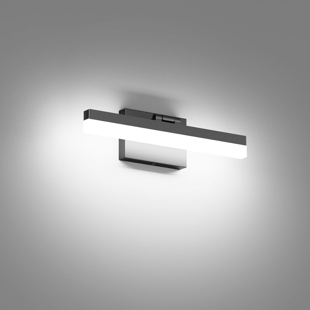 Ralbay 16inch Black Bathroom Vanity Lights Modern Led Vanity Light Matt Black Bathroom Vanity Wall Light Fixtures (White Light 6000K)