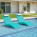 Pool Lounge Chairs Outdoor Set of 2，HDPS Long Pool Chairs for in Pools, Weighted All Weather Tanning Chair with Headrest，Chaise Lounge for Outside Beach Patio Sun Bathing Hotel, Aruba Blue