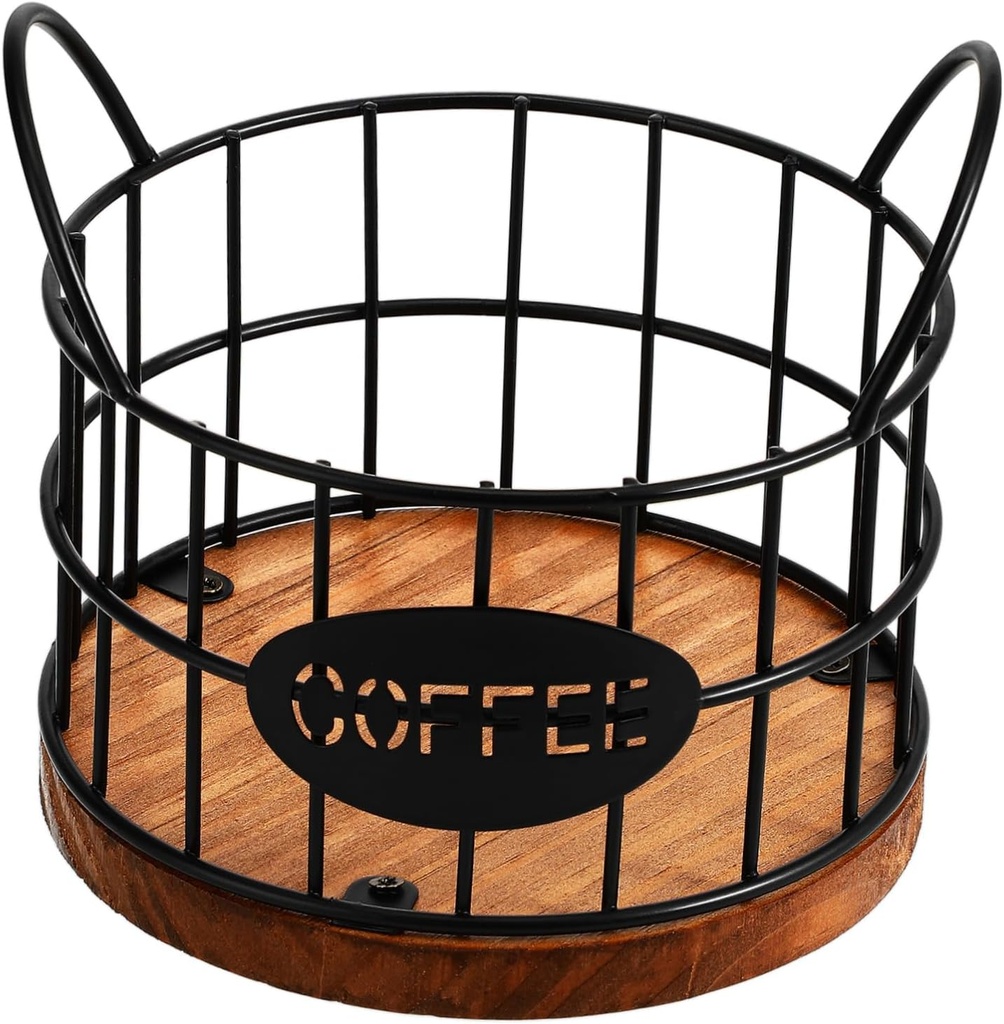 PRETYZOOM Coffee Pod Holder Iron Storage Basket Open Wire Design Coffee Pod Container Tea Bag Fruit Basket