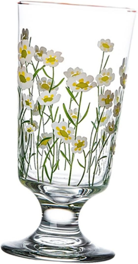Vintage Daisy Pattern Glass 200-300ml Floral Juice Cup for Goblet and Beer Cup