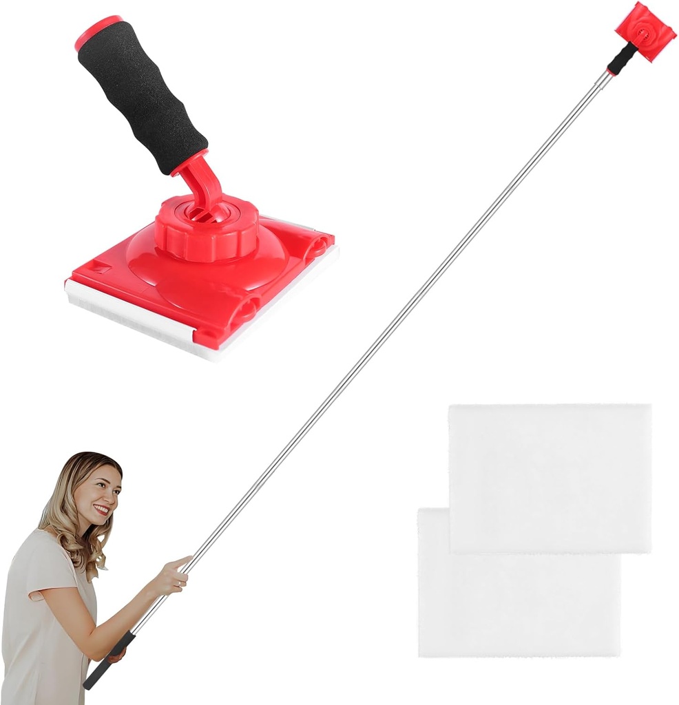 Paint Edger Tool for Walls, 6-Section Paint Edger Tool with Threaded Extension Rod: The Ultimate Adjustable Paint Pad Applicator for Walls, Ceilings, Trim & Baseboards - Comes with 2 Refill Pads