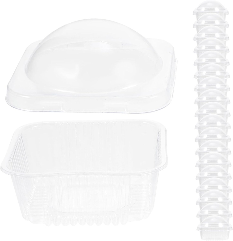 Garneck 50pcs Reusable Plastic Cupcake Boxes Lids Food Storage Containers for Pudding and Bakery Heatproof Boxes for Cookies Donuts and Slices Party Decor