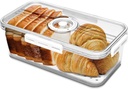 Airtight Bread Bins, Food Pantry Storage Container, Time Recording Bread Box with Lid, Bread Holder Bin for Kitchen Counter, Keep Food Fresh Longer for Homemade Bread, Toast, Bagel… (White)