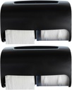 2-Pack Commercial Toilet Paper Dispenser Wall Mount, Double (2 Roll) Locking Toilet Paper Holder (Black), Compact Two Roll, Side by Side Design Tissue Paper Dispenser