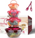 LUXEAR 4-Piece Mixing Bowls with Lids Set - Airtight Leakproof Storage Bowls with Handle for Fridge & Outdoor Picnics, BPA-Free Meal Prep Bowls Dishwasher Safe for Cooking Mixing Serving Storing