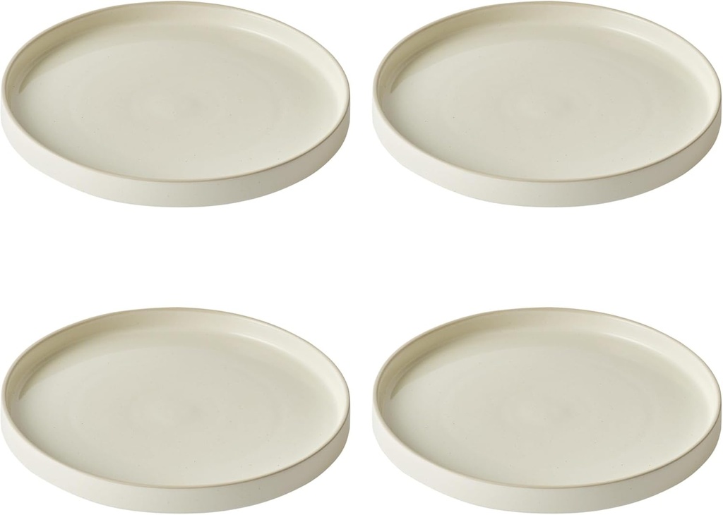Odense 9.8" Large Dinner Plates(Set of 4) - Ceramic Plates for Dining Serving - For Salad, Pasta, Steak - Modern & Minimal, Wide Round Design, Stackable - Microwave & Dishwasher Safe (Vanilla Cream)