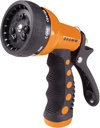 Dramm® Revolver Heavy Duty 9-Pattern Garden Hose Nozzle – Adjustable Metal Spray Gun with Thumb-Control Flow & Ergonomic Grip – Orange