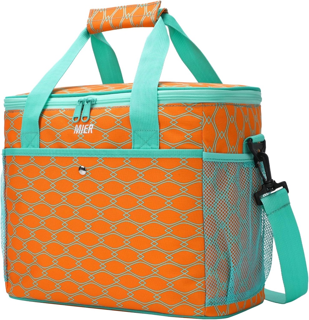 MIER 18L Large Soft Cooler Insulated Picnic Bag for Grocery, Camping, Car, Bright Orange Color