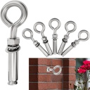 Concrete Eye Bolts 6Pcs, M10 Eyebolt Bolts Stainless Steel Concrete Anchor Eyebolt Screw Hooks, Heavy Duty Brick Anchors Eyebolts Expansion Screw Lifting Ring Bolt Fastener 3/8 for Concrete Wall