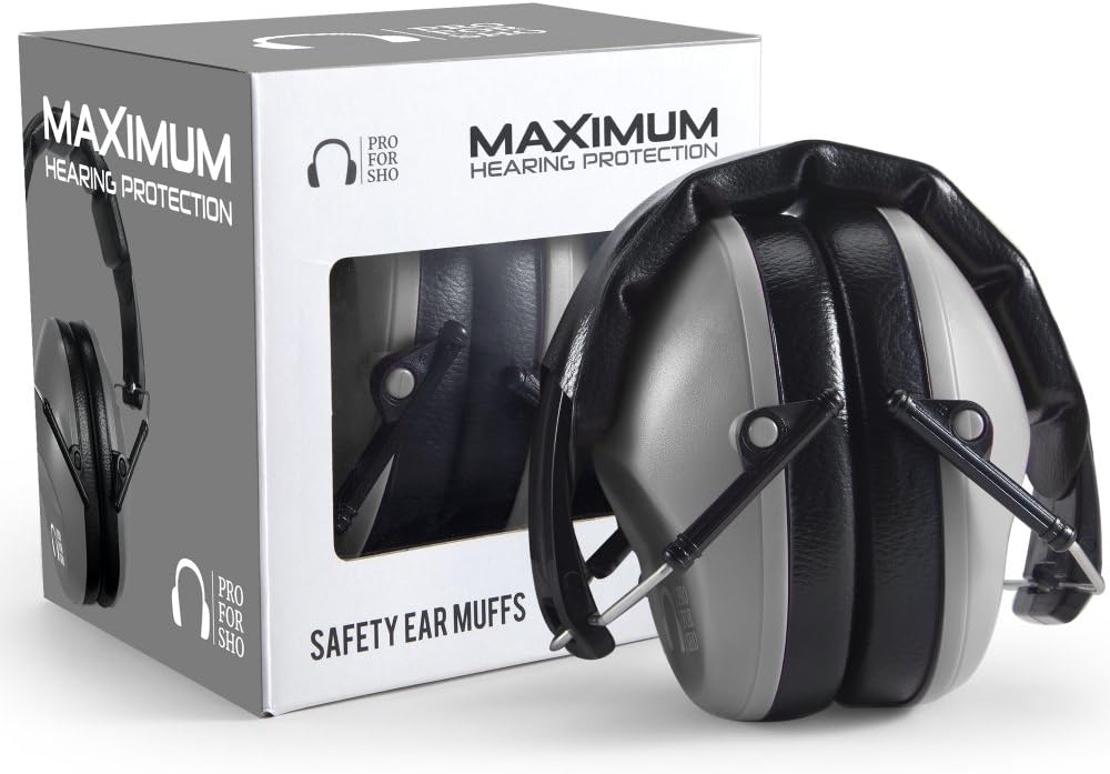 Pro For Sho 34dB NRR Hearing Protection Ear Muffs - Highest NRR in Compact Design, Ear Protection for Shooting, Mowing, Work