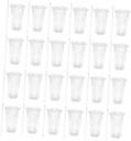 50 Sets Clear Disposable Drinking Cups with Flat Lids and Thick Straws PP Material Cold Beverage Cups for Iced Coffee Smoothies Outdoor Use