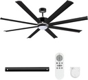 72" Ceiling Fans with Light and Remote, Energy Saving Super Quiet 6-Speed Ceiling Fan with 3CCT Dimmable Light for Farmhouse Gym Garage Indoor Outdoor, 8 Aluminum Blades, Reversible, Black