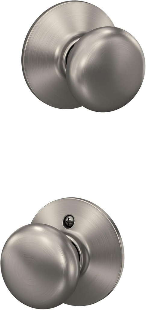Schlage F10 PLY 619 Plymouth Door Knob, Hall & Closet Passage Lock, Satin Nickel