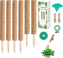 6 Pack Moss Poles for Monstera Plant Support (4x17in + 2x12in, 92in Total) – Stackable Moss Pole for Plants,Ideal Plant Stakes for Indoor Plants, Pothos, and Philodendron Support，with Garden Ties