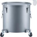 Happybuy 16 Gal Fryer Grease Bucket, Oil Disposal Caddy with Caster Base, Carbon Steel, Rust-Proof Coating, Oil Transport Container with Lid, Lock Clips, Filter Bag, Gray