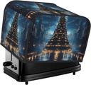 Lights On Christmas Tree Toaster Cover Bread Machine Cover Fits For 4 Slice Toasters Anti-Sputtering Bread Cover Washable Bread Maker Cover Dust Cover