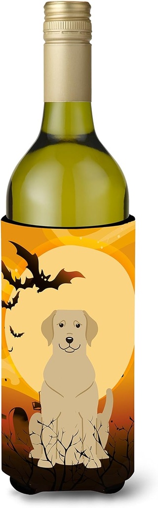 Caroline's Treasures BB4321LITERK Halloween Yellow Labrador Wine Bottle Hugger Bottle Cooler Sleeve Hugger Machine Washable Collapsible Insulator Beverage Insulated Holder