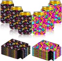 12 Pieces 80s 90s Vintage Beer Can Coolers Sleeves Neoprene Drink Holders Bottle Sleeves Retro Party Supplies Memphis Fashion Neon Can Cooler Sleeves