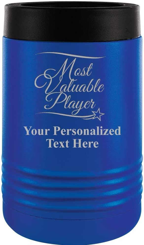 Custom Beverage Holder, 12 oz Blue Personalized MVP Insulated Can Cooler Prime