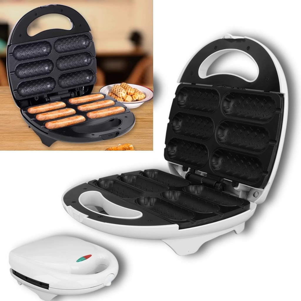 Corn Dog Waffle Maker Electric Nonstick Kitchen Baker 6 Hot Dogs Waffle Machine with Non stick Coating Plate Toaster for Hot Dogs on a Stick, Cheese Mozzarella Sticks, Cake