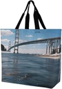 Large Capacity Tote, Mackinac Suspension Bridge Print All-purpose Shopping Bag Reusable Grocery Bag Shopping Tote for Women One Shoulder Tote