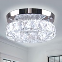 9.8" Crystal Flush Mount Ceiling Light Fixtures LED Round Mini Chandelier Light Fixture Ceiling Lamp for Kitchen Hallway Foyer 15 W 6000K