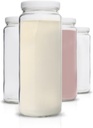 All About Juicing Glass Bottles Set - 32 oz Jars, 4 Pack Wide Mouth with Lids for Juice, Smoothies, Water, Milks, Beverage Storage - Large Jug, Clear, Durable, Reusable, Dishwasher Safe, Leak Proof