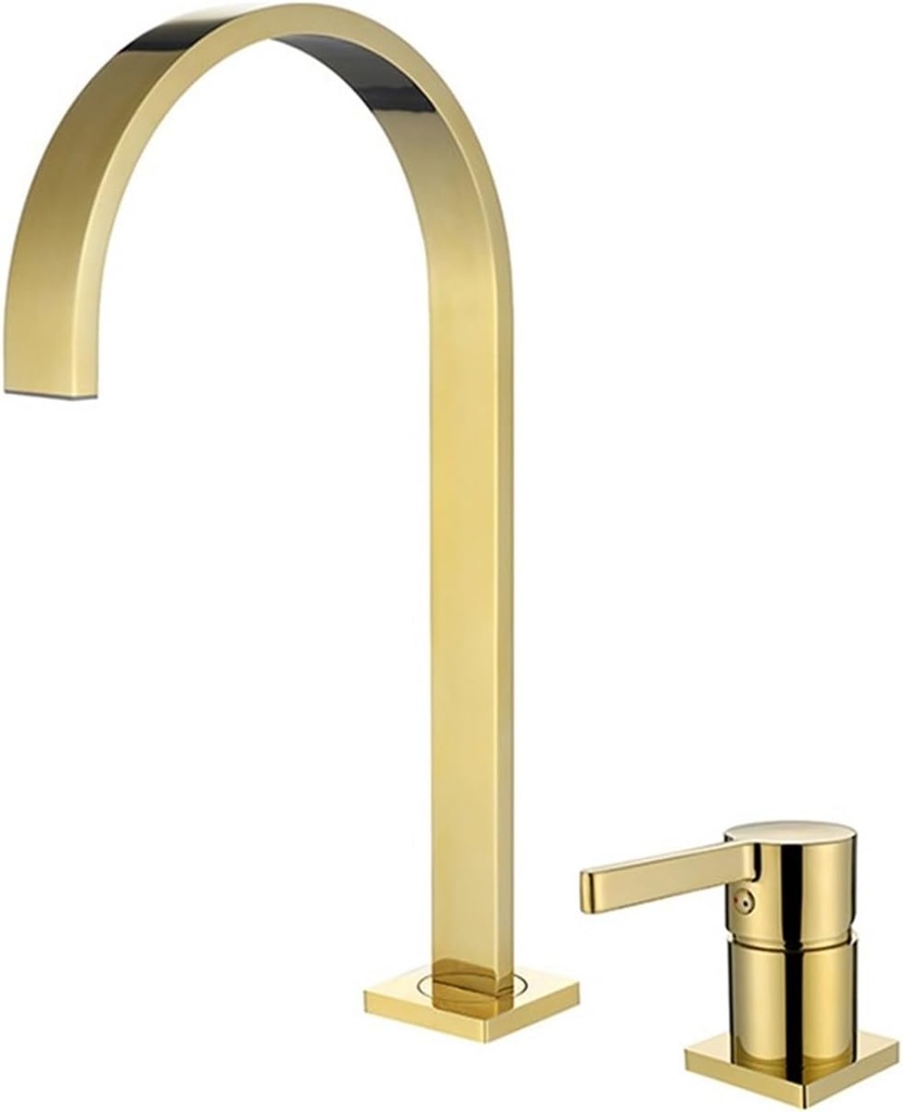 Brushed Basin Faucet 5 Colors Single Handle Wide Bathroom Sink Faucet Faucet Deck Mount Bathtub Faucet Crane(Polished Gold)