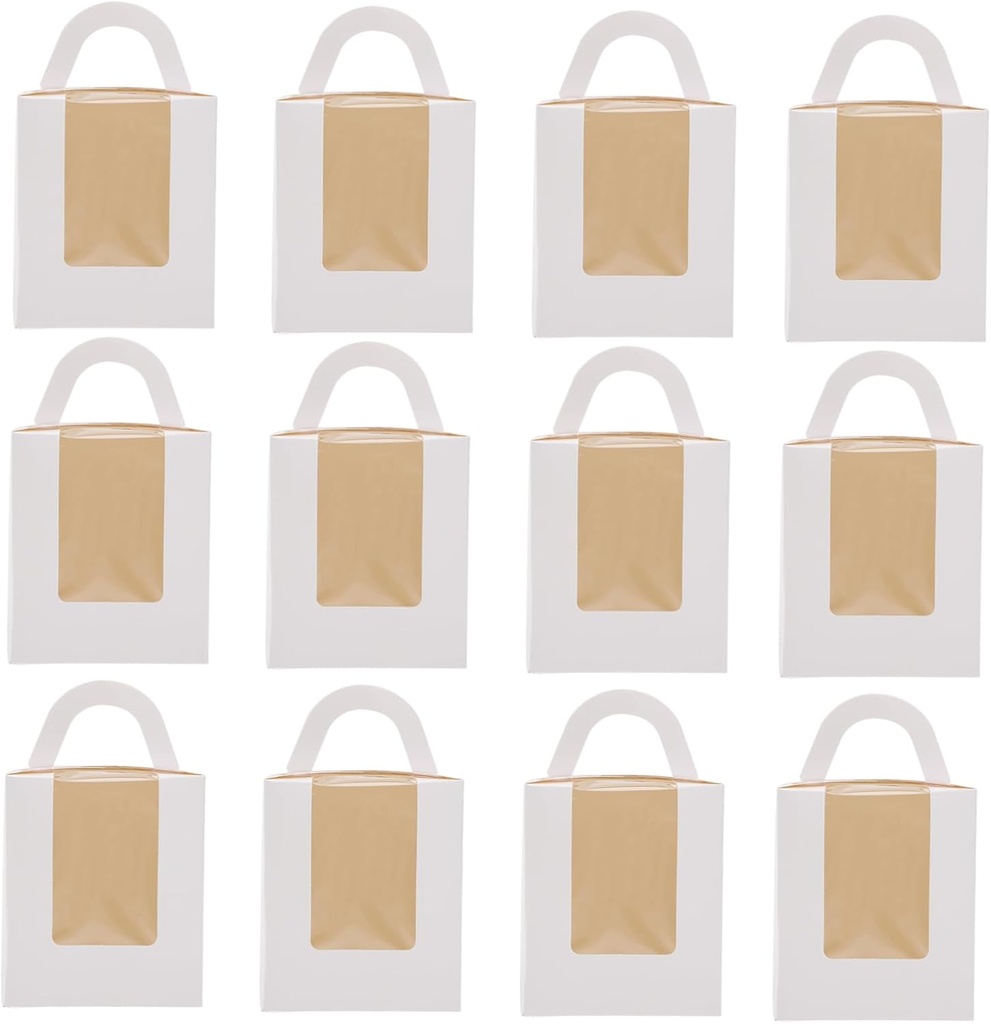Homoyoyo 50pcs Handheld Cupcake Boxes Window for Baked Goods Easy Assembly for Parties for Weddings Birthdays