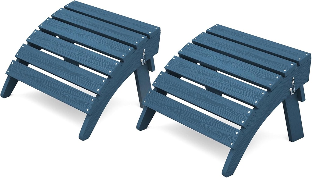 KINGYES Folding Adirondack Ottomans Set of 2 for Adirondack Chair, Navy