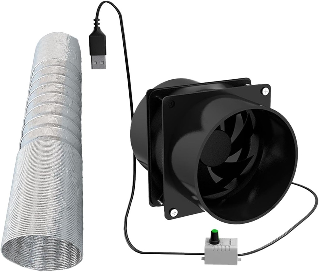 Exhaust Fan Shed Pet Dog House Saving Portable Ventilator Ventilation Fan for Window Garage Bathroom Office Attic(Dual Fan with Tube)