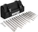 Punch and Chisel Set Heavy Duty, 16pcs CR-V Steel 5 Taper Punch，3 Cold Chisel, 2 Center Punch, 5 Pin Punch Set with Roll-Up Pouch for Metal, Wood, and Automotive Projects（16pcs）