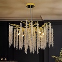 Modern Tree Branch Crystal Chandelier Luxury Gold Raindrop Pendant Lighting 23.6" Contemporary 8-Light Chandeliers for Dining Room Kitchen Bedroom Living Room