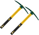 2 Pcs 17.7 Inches Pick Mattock Hoe, Forged Weeding Garden Pick Axe with Rubber Handle, Weeding Mattock Hoe for Gardening, Loosening Soil, Camping, Planting Vegetables and Fruits
