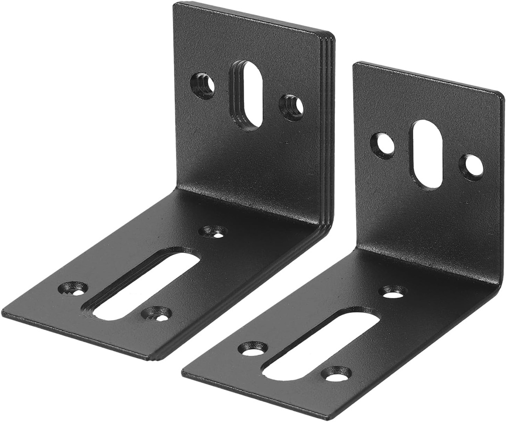 uxcell Adjustable L Corner Braces with Double Slots, 4 Set 3.27"x1.81"x3.27" Right Angle Bracket Fastener for Furniture Mending (Black)