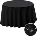 BYDOLL Table Cloth 60 Inch Round Tablecloth Fits Max50 Inch Diameter Table Top,Black Polyester Washable Wrinkle-Free Spillproof Tablecloth for Party Patio Cover