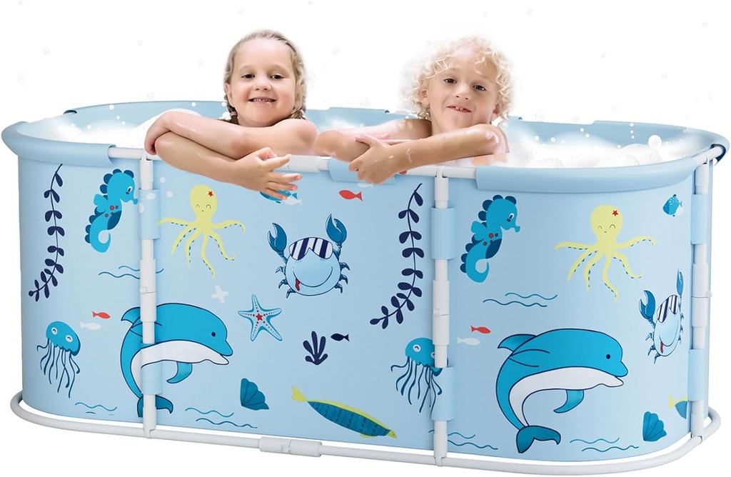 Portable Bath Tub for Shower, Foldable Bathtub for Adult, Japanese Soaking Tub Collapsible Bathtub, Freestanding Bathtub Ice Bath Tub Cold Plunge Tub Ice Plunge Tub Blue