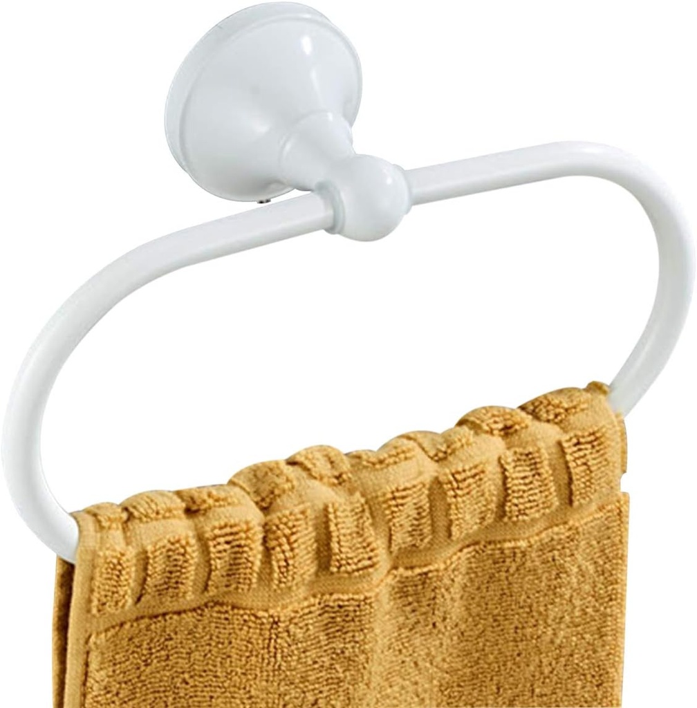 Flybath Oval Towel Ring Antique Brass Hanger Hand Towel Holder for Bathroom Kitchen Accessories Wall Mounted, White Finish