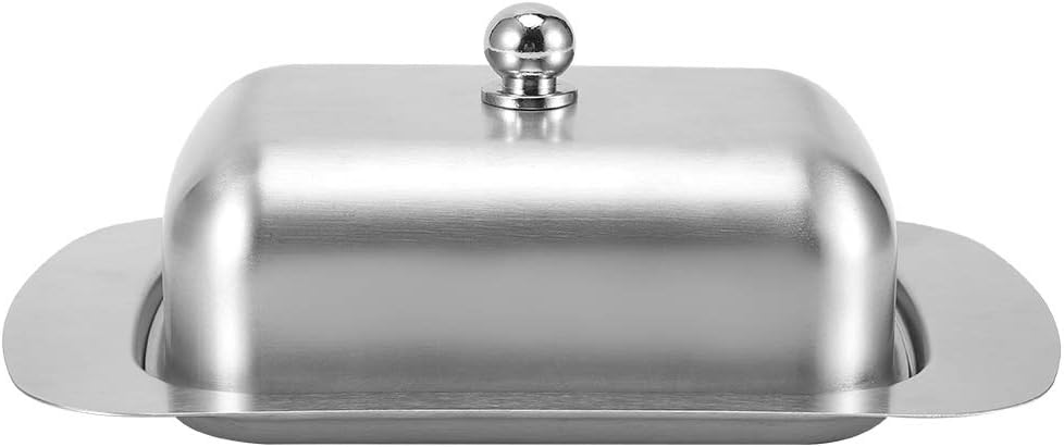 FLEXMAN Stainless Steel Butter Dish, Dessert Bowl Cheese Bread Box with Handle Cover, Double Insulation Design Butter Dish for Kitchen, Dining Room