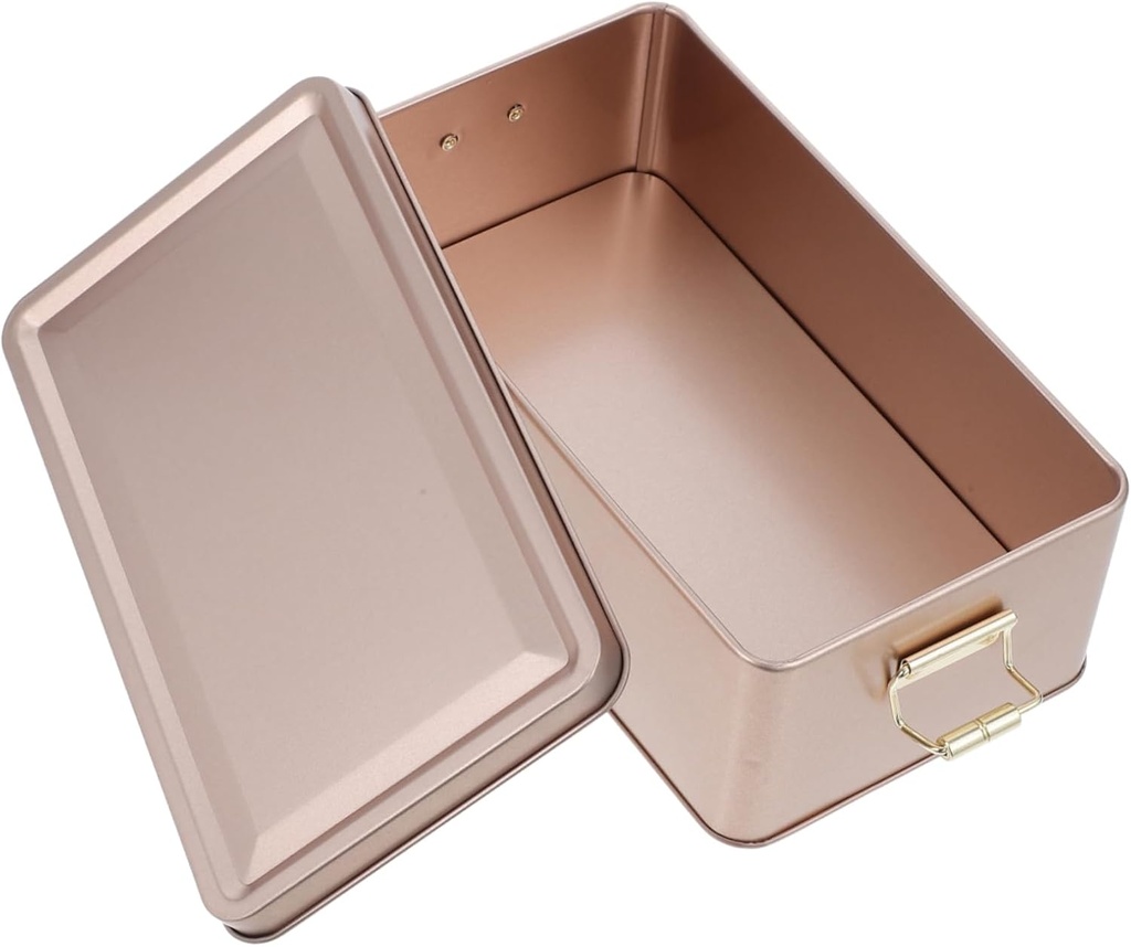 Rectangular Tin Can Storage Container with Lid for Cookies Candy and Pastries Box for Kitchen Counter Airtight Sealing Finish