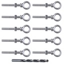 Muzata 10 Pack 1/4" x 2" Eye Bolts Stainless Steel Eyebolt with Nuts Washers Threaded Heavy Duty Shoulder Lifting Ring Total 3" Length T316 Marine Grade UNC-3A CR31