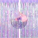 FECEDY 2pcs 3ft x 8.3ft Shiny Corlorful Metallic Tinsel Foil Fringe Curtains Photo Booth Props for Engagement Bridal Shower Bachelorette Baby Shower Bachelorette Holiday Celebration Party Decorations