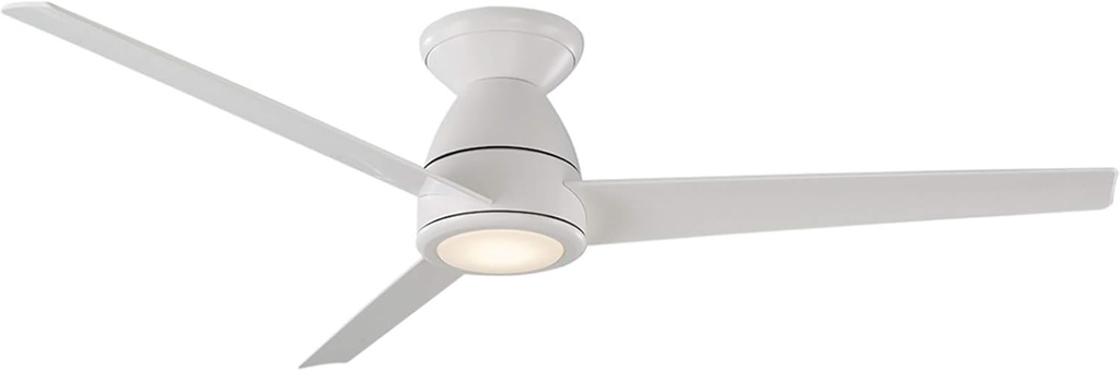Tip Top Smart Indoor and Outdoor 3-Blade Flush Mount Ceiling Fan 52in Matte White with 3500K LED Light Kit and Remote Control worksworks with Alexa and iOS or Android App