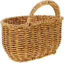 Healifty Handwoven Hanging Storage Basket for Kitchen and Bathroom Large Imitation Rattan Organizer for Fruit Vegetables Bread and Sundries Wall Mounted Woven Basket with Pastoral Style