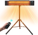 Electric Infrared Patio Heater 1500W Outdoor Portable Heaters for patio RealSmart Outdoor/Indoor Space Heater 3 Heat Modes Wall Mounted Tripod Heater IP65 TUV Certification for Garage Greenhouse